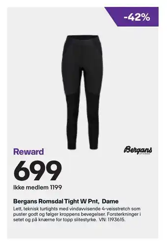 XXL Sport Bergans Romsdal Tight W Pnt, Dame tilbud