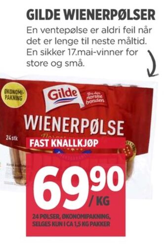 Meny Gilde wienerpølser tilbud