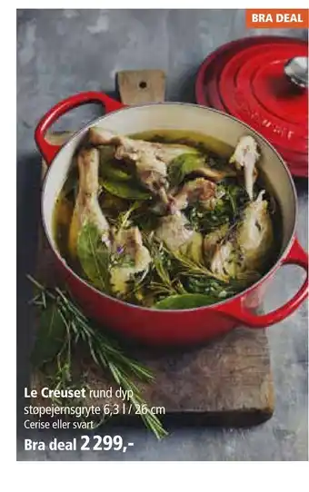 Kitch'n Le Creuset rund dyp støpejernsgryte tilbud