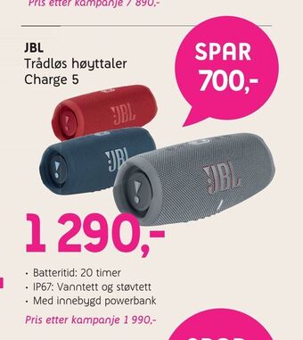 ELON JBL Trådløs høyttaler Charge 5 tilbud