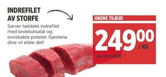 Meny Indrefilet av storfe tilbud