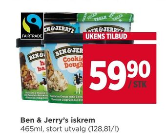 Meny Ben & Jerry's iskrem tilbud