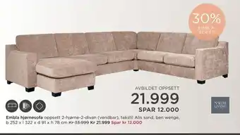 Møbelringen Embla hjørnesofa tilbud