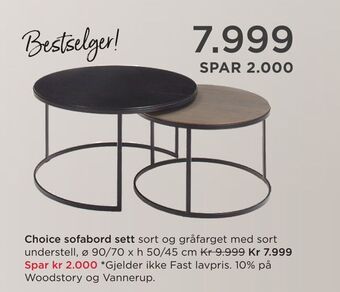 Møbelringen Choice sofabord sett tilbud