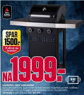 Europris Gassgrill med 3 brennere tilbud