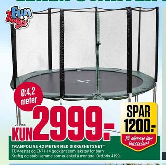 Europris Trampoline 4,2 meter med sikkerhetsnett tilbud