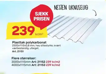 Byggmax Plasttak polykarbonat tilbud