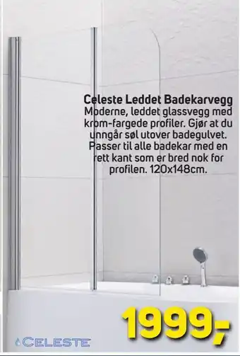 Megaflis Celeste Leddet Badekarvegg tilbud