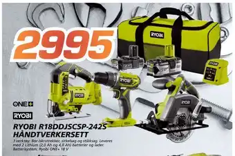 Coop Byggmix Ryobi r18ddjscsp-242s håndtverkersett tilbud