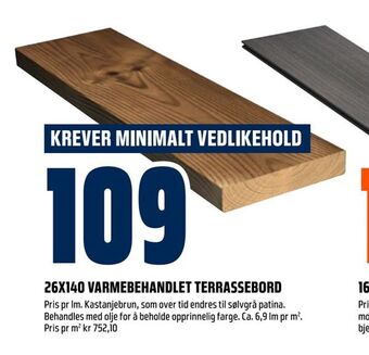 Obs Bygg 26x140 varmebehandlet terrassebord tilbud
