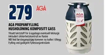 Obs Bygg Aga propanfylling husholdning kompositt gass tilbud
