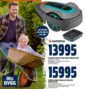 Obs Bygg Gardena smart sileno life lona 1100 robotklipper tilbud