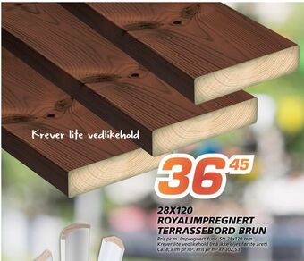 Coop Byggmix 28x120 royalimpregnert terrassebord brun tilbud