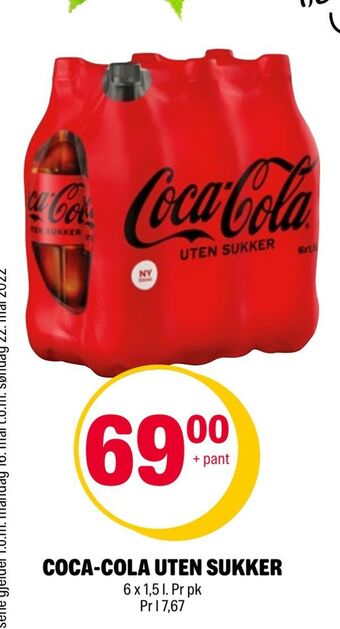 Coop Extra Coca-cola uten sukker tilbud