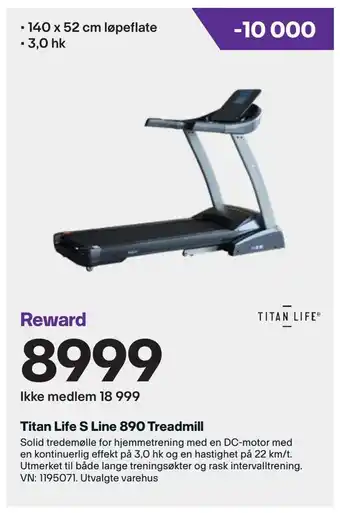 XXL Sport Titan Life S Line 890 Treadmill tilbud