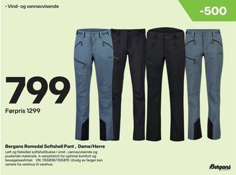 XXL Sport Bergans Romsdal Softshell Pant Dame/Herre tilbud
