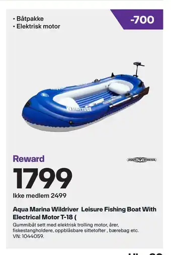 Aqua Marina Wildriver Leisure Fishing Boat With Electrical Motor T-18