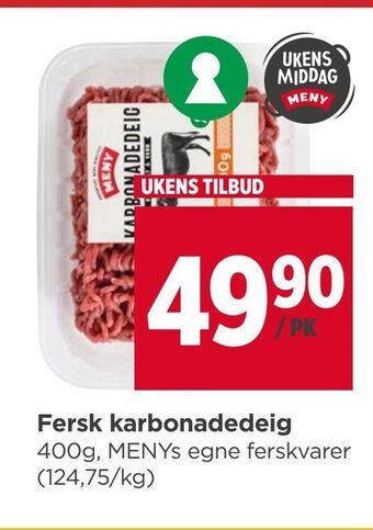 Meny Fersk karbonadedeig tilbud