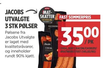 Meny Jacobs utvalgte 3 stk pølser tilbud
