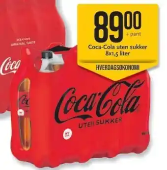 CC Mat Coca-cola uten sukker 8x1,5 liter tilbud