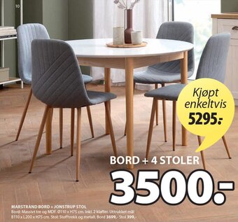 JYSK Marstrand bord + jonstrup stol tilbud
