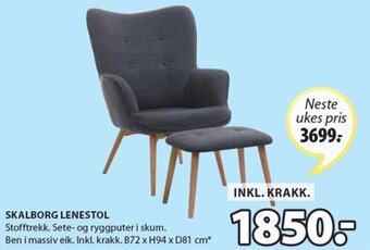 JYSK Skalborg lenestol tilbud