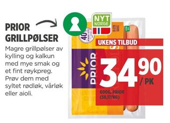 Meny Prior grillpølser tilbud