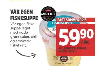 Meny Vår egen fiskesuppe tilbud