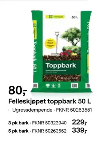 Felleskjøpet Felleskjøpet toppbark 50 L tilbud