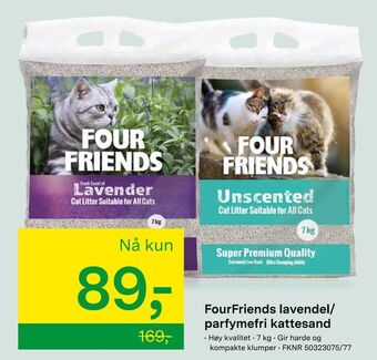 Felleskjøpet FourFriends lavendel/ parfymefri kattesand tilbud