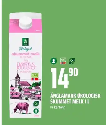 Coop Obs Änglamark økologisk skummet melk 1 l tilbud