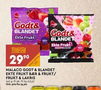 Coop Mega Malaco godt & blandet ekte frukt bær & frukt/ frukt & lakris tilbud