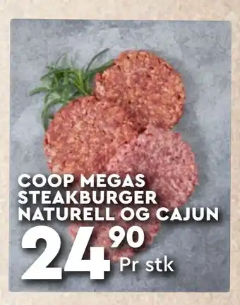 Coop Mega Coop megas steakburger naturell og cajun tilbud