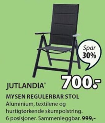 JYSK Mysen regulerbar stol tilbud