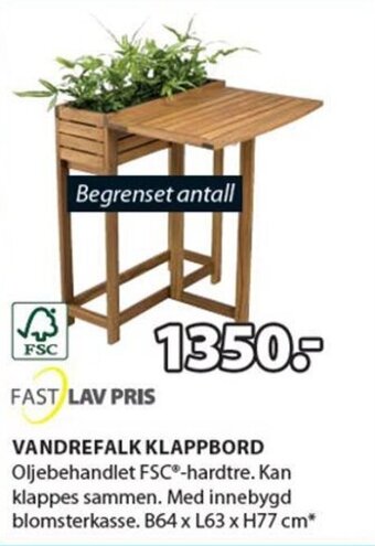 JYSK Vandrefalk klappbord tilbud