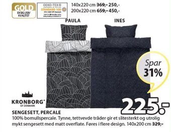 JYSK KRONBORG sengesett, percale tilbud