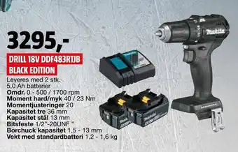 Bauhaus Drill 18v ddf483rtjb black edition tilbud