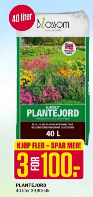 Europris Blossom plantejord tilbud