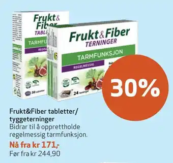 Apotek 1 Frukt&Fiber tabletter/ tyggeterninger tilbud