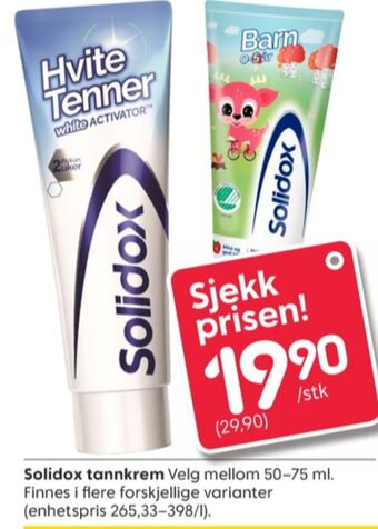 Rusta Solidox tannkrem tilbud