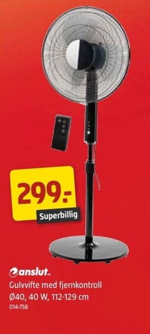 Jula ANSLUT gulvvifte med fjernkontroll tilbud