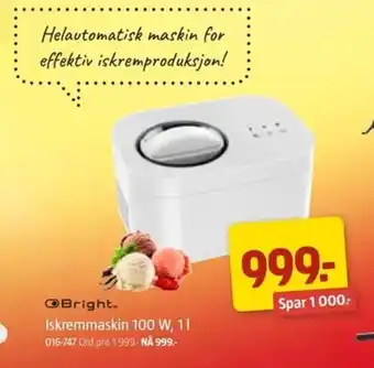 Jula BRIGHT iskremmaskin 100 W, 1I tilbud