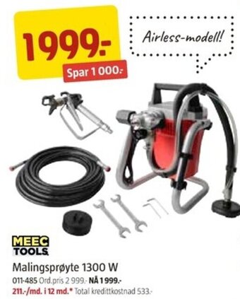 Jula MEEC TOOLS malingsprøyte 1300 W tilbud