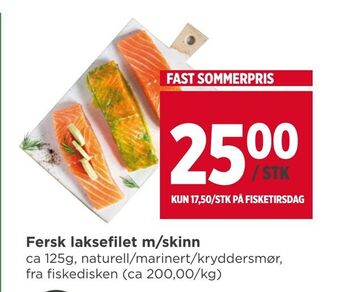 Meny Fersk laksefilet m/skinn tilbud