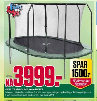 Europris Oval trampoline 3x4,6 meter tilbud
