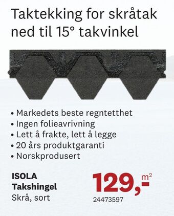 Bygger'n ISOLA Takshingel tilbud