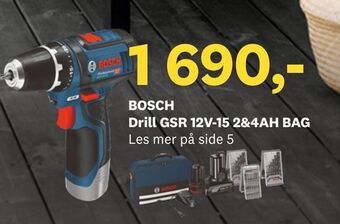 Bygger'n BOSCH Drill GSR 12V-15 2&4AH BAG tilbud