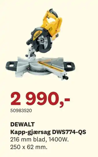 Bygger'n DEWALT Kapp-gjærsag DWS774-QS tilbud