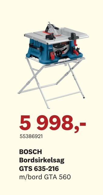 Bygger'n BOSCH Bordsirkelsag GTS 635-216 tilbud