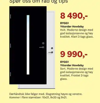 Bygger'n BYGG1 Ytterdør Hovdeby tilbud